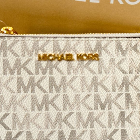 Michael Kors Jet Set Travel Small Coin Pouch ID Key Holder Wallet MK Vanilla - Picture 10 of 11